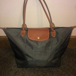 Longchamp Le Pliage Original Gun Metal Tote Bag